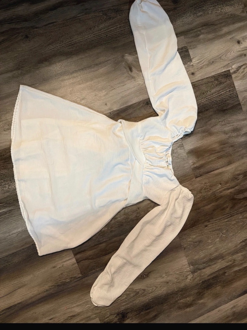 Altar'd State White Long-Sleeve Smocked Waist Dress